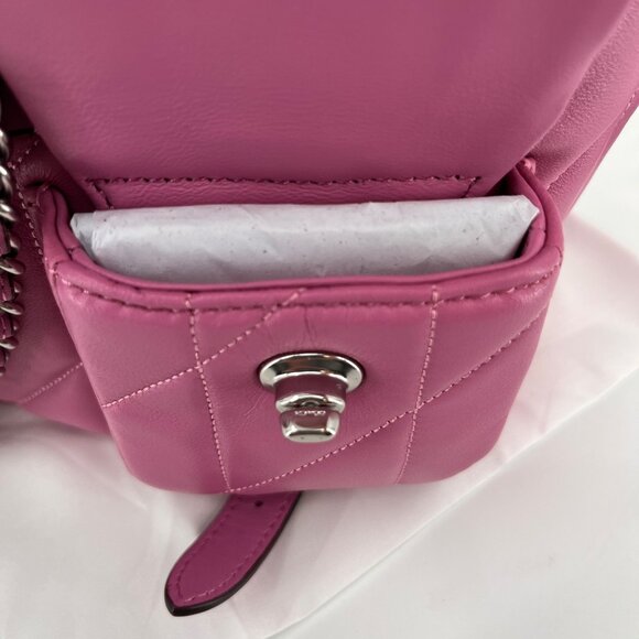 Coach Tabby Backpack Pillow Quilting Nappa Leather Pink Convertible Chain Strap - Picture 15 of 16